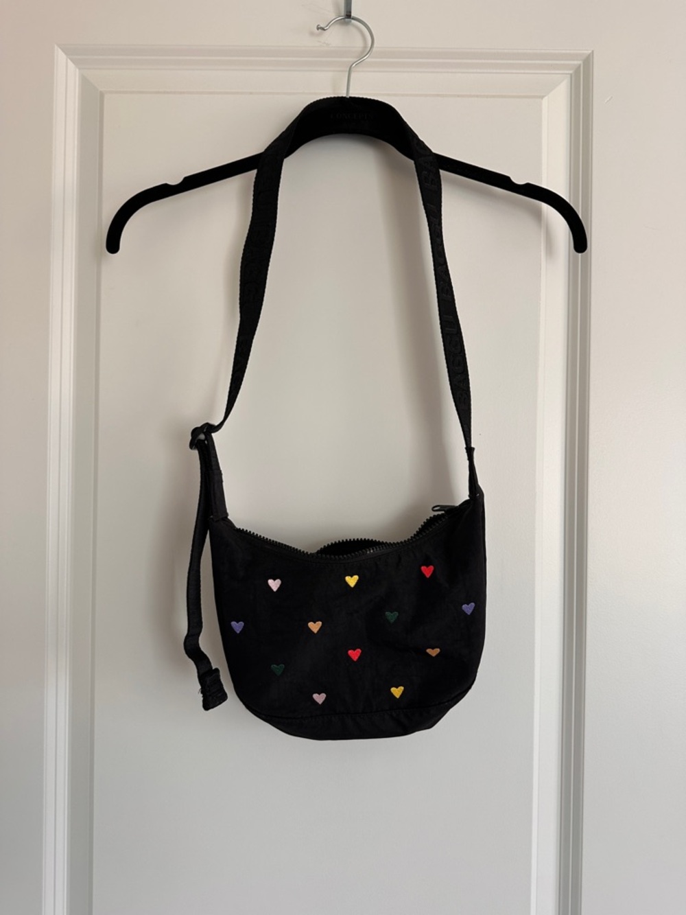 Baggu Small Nylon Crescent with Heart Embroidery - OBO